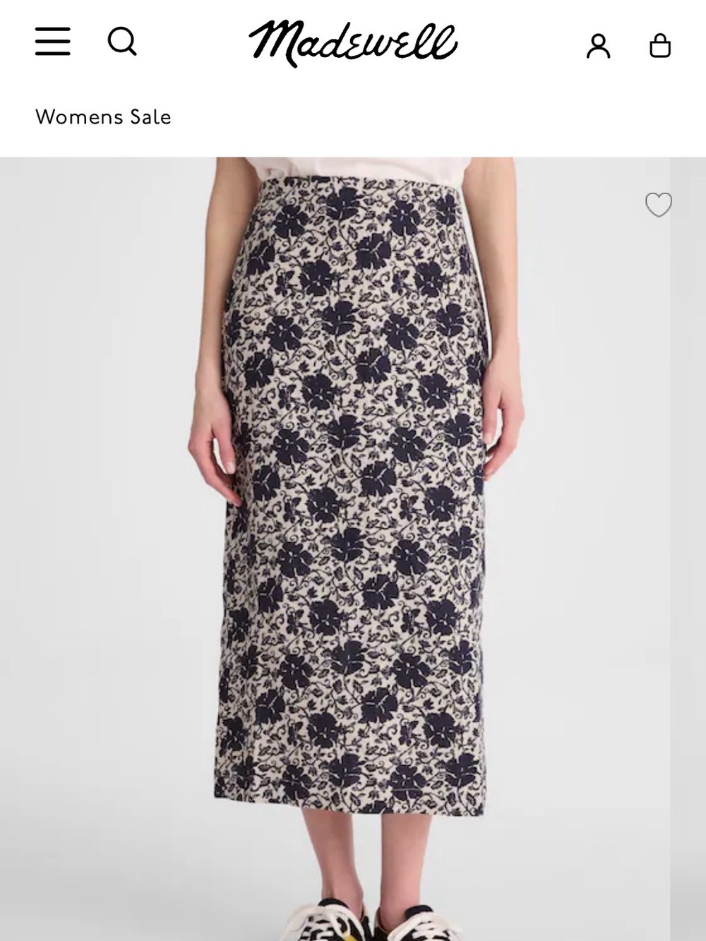Madewell Pull-On Midi Skirt in Floral-Print Linen